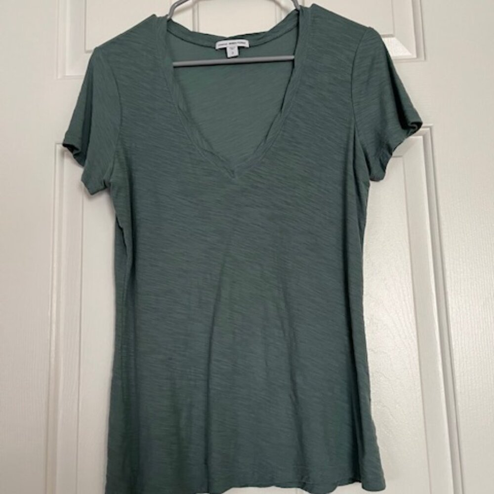 James Perse ultra lightweight cotton jersey t-shirt, beautiful green, size 3.